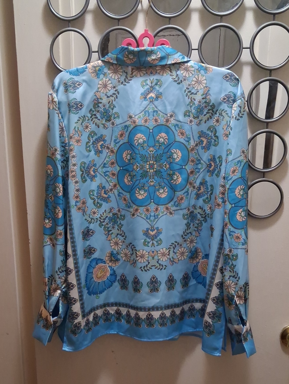 Turquoise Floral Blouse - Picture 3 of 3